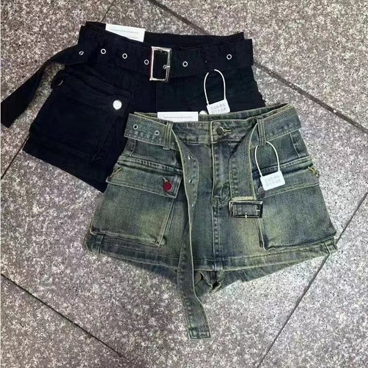 A- Line Jeans shorts mit hoher Taille Frauen